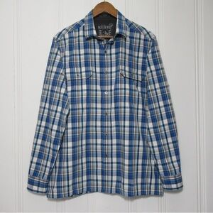 Kuhl Eluxur Men's Blue and White Plaid Long Sleeve Button Down Shirt Size Medium